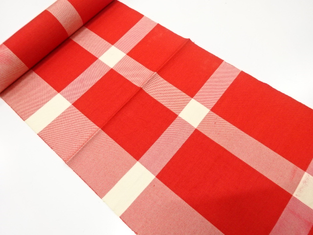 JAPANESE KIMONO / ANTIQUE BOLT FOR HASSUN OBI / WOVEN GRID